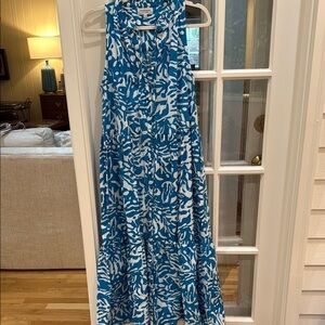 OLIVIA JAMES The Label Blue and White Patterned Sleeveless Dress